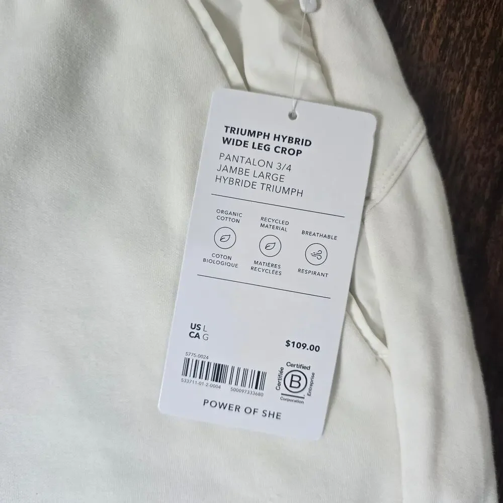 Athleta Triumph Wide Leg Crop Pants - Magnolia White - Large - 544711 - NWT - Picture 3 of 8